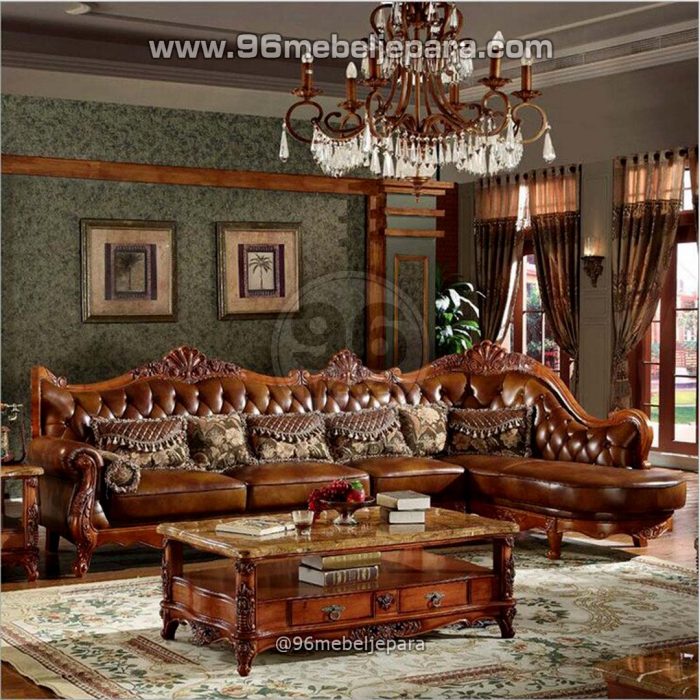 Kursi Sudut Mewah Sofa Brown